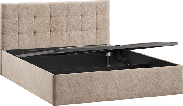 Изображение товара Полуторная кровать ТриЯ Джоли универсальная с ПМ Тип 1 140x200 и заглушиной (микровелюр Wellmart Dark Beige)