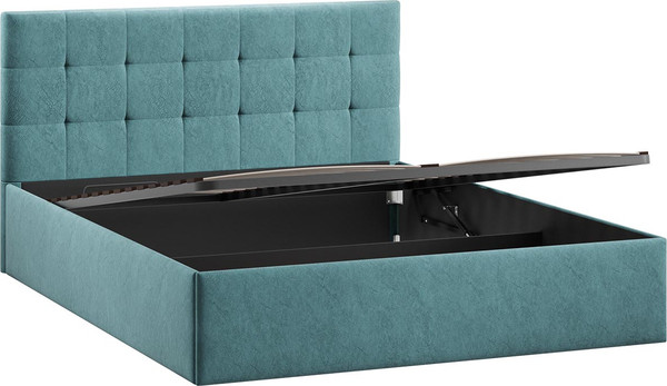 Изображение товара Полуторная кровать ТриЯ Джоли универсальная с ПМ Тип 1 140x200 и заглушиной  (микровелюр Wellmart Indigo)