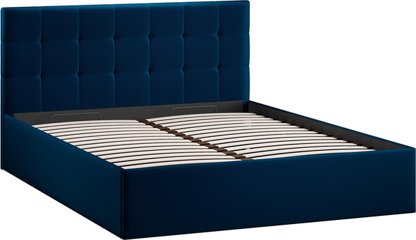 Изображение товара Двуспальная кровать ТриЯ Джоли универсальная с ПМ Тип 1 180x200 и заглушиной  (велюр Confetti Blue)