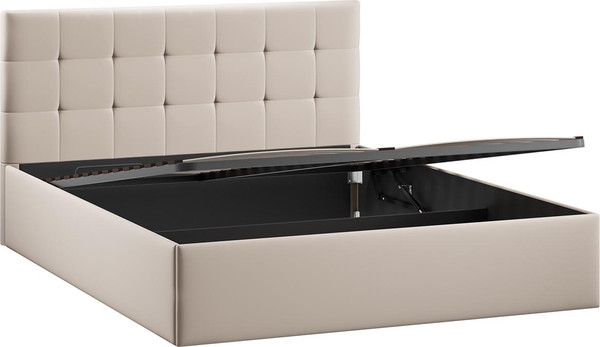 Изображение товара Двуспальная кровать ТриЯ Джоли универсальная с ПМ Тип 1 180x200 и заглушиной (велюр Confetti Cream)