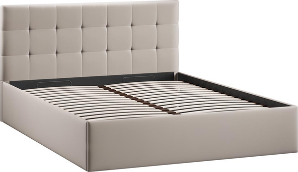 Изображение товара Двуспальная кровать ТриЯ Джоли универсальная с ПМ Тип 1 180x200 и заглушиной (велюр Confetti Smoke)