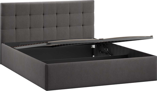 Изображение товара Двуспальная кровать ТриЯ Джоли универсальная с ПМ Тип 1 180x200 и заглушиной (велюр графит)