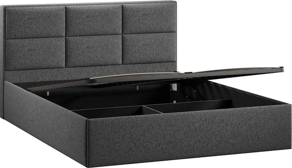 Изображение товара Двуспальная кровать ТриЯ Стелла c ПМ 180x200 Тип 1 и заглушиной (микровелюр Jercy Graphite)