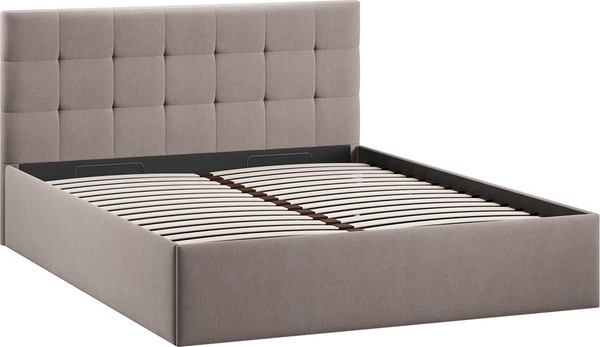 Изображение товара Двуспальная кровать ТриЯ Джоли универсальная с ПМ Тип 1 180x200 и заглушиной  (велюр мокко темный)