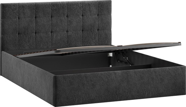 Изображение товара Двуспальная кровать ТриЯ Джоли универсальная с ПМ Тип 1 180x200 и заглушиной  (микровелюр Wellmart Graphite)