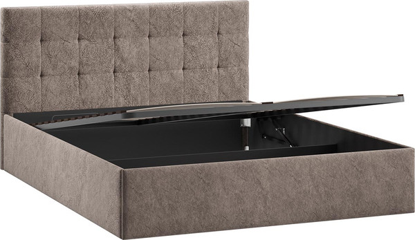 Изображение товара Двуспальная кровать ТриЯ Джоли универсальная с ПМ Тип 1 180x200 и заглушиной (микровелюр Wellmart Latte)