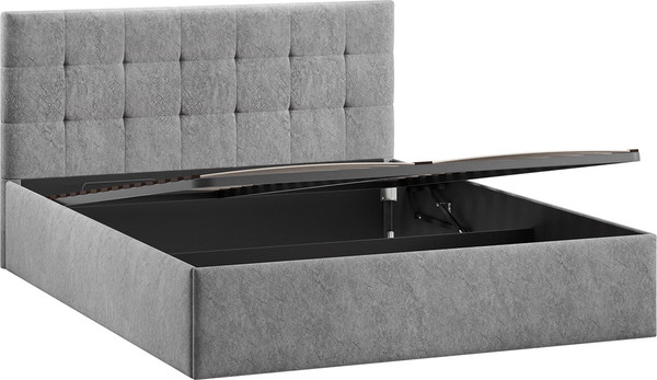 Изображение товара Двуспальная кровать ТриЯ Джоли универсальная с ПМ Тип 1 180x200 и заглушиной  (микровелюр Wellmart Silver)