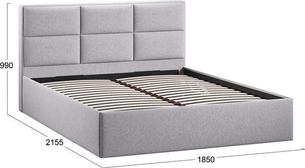 Изображение товара Двуспальная кровать ТриЯ Стелла c ПМ 180x200 Тип 1 и заглушиной (микровелюр Jercy Silver)