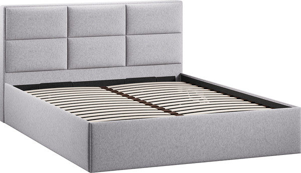 Изображение товара Двуспальная кровать ТриЯ Стелла c ПМ 180x200 Тип 1 и заглушиной (микровелюр Jercy Silver)