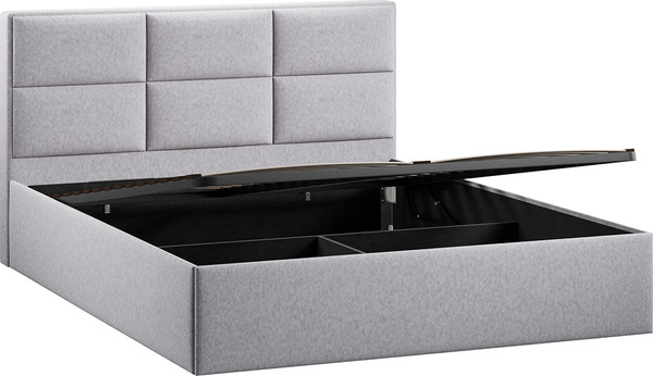 Изображение товара Двуспальная кровать ТриЯ Стелла c ПМ 180x200 Тип 1 и заглушиной (микровелюр Jercy Silver)