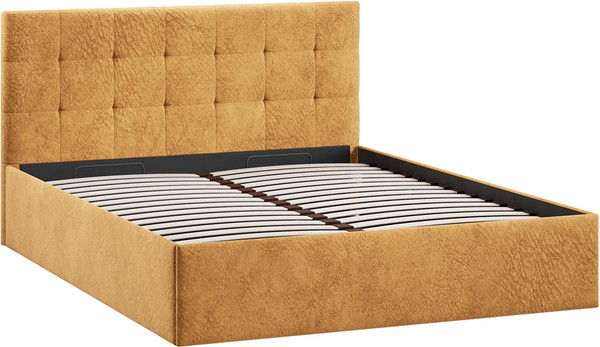 Изображение товара Двуспальная кровать ТриЯ Джоли универсальная с ПМ Тип 1 180x200 и заглушиной (микровелюр Wellmart Yellow)