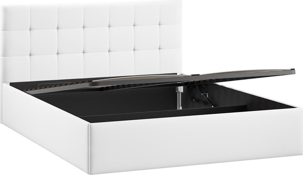 Изображение товара Двуспальная кровать ТриЯ Джоли универсальная с ПМ Тип 1 180x200 и заглушиной (экокожа Polo white)