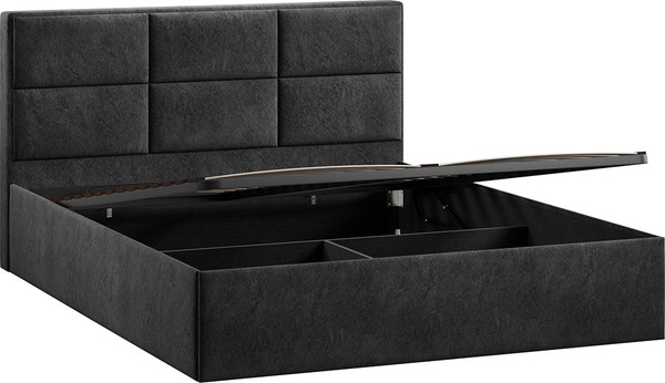 Изображение товара Двуспальная кровать ТриЯ Стелла c ПМ 180x200 Тип 1 и заглушиной (микровелюр Wellmart Graphite)