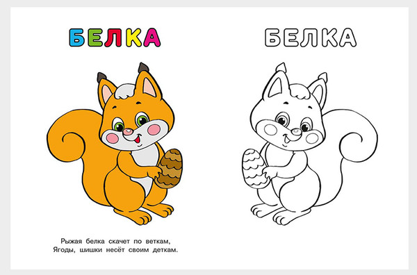 Изображение товара Раскраска Фламинго Узнай и раскрась. Медведь и Еж, мягкая обложка