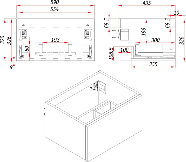 Изображение товара Тумба с умывальником ЗОВ Кито K60TS0MFLPM-OL60