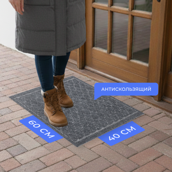 Изображение товара Коврик грязезащитный Sundays Home Prydnad 40х60см / 93663 (серый)