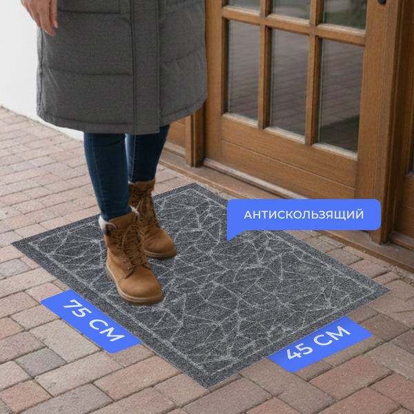 Изображение товара Коврик грязезащитный Sundays Home Natverk 45х75см / 93691 (серый)