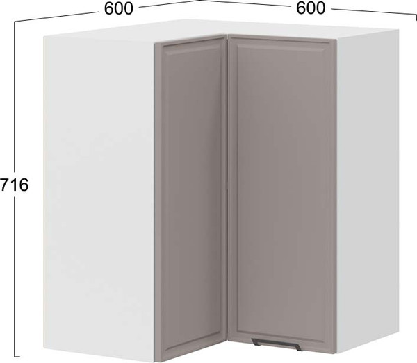 Изображение товара Шкаф навесной для кухни ТриЯ Белладжио 1В6УП угловой прямой  (белый/софт капучино)