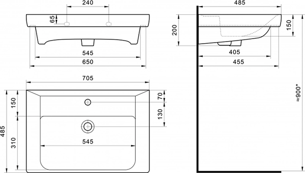 Изображение товара Тумба с умывальником Brevita Vega 70 / VEG-09070-0802Я+1.WH30.2.083