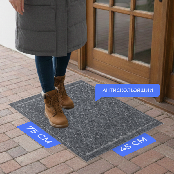 Изображение товара Коврик грязезащитный Sundays Home Prydnad 45х75см / 93667 (серый)