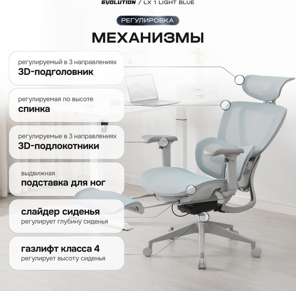 Изображение товара Кресло офисное Evolution LX 1 (голубой)