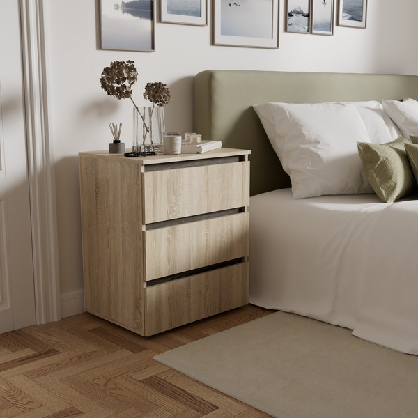 Изображение товара Комод Кортекс-мебель Бари 60 3ш (дуб сонома/дуб сонома/орех элия)