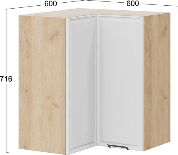 Изображение товара Шкаф навесной для кухни ТриЯ Белладжио 1В6УП угловой прямой  (дуб крафт золотой/фон белый)