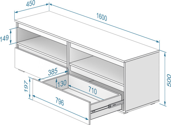 Изображение товара Тумба Кортекс-мебель Бари 160 2ш-2 под ТВ (белый/белый/орех элия)