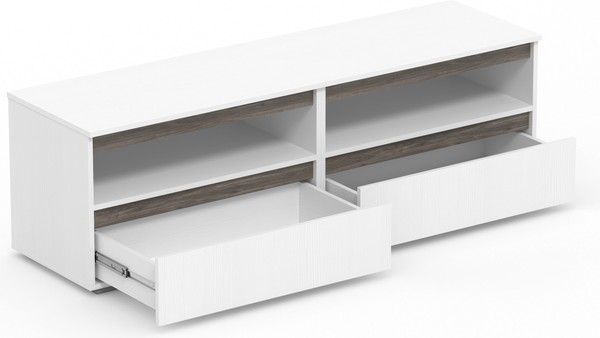 Изображение товара Тумба Кортекс-мебель Бари 160 2ш-2 под ТВ (белый/белый/орех элия)