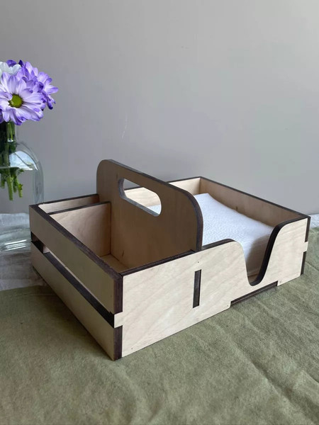 Изображение товара Салфетница ОМурМебель с рейками и отсеком для специй/зубочисток (бежевый)