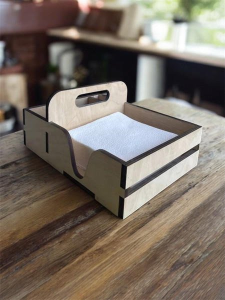 Изображение товара Салфетница ОМурМебель с рейками и отсеком для специй/зубочисток (бежевый)