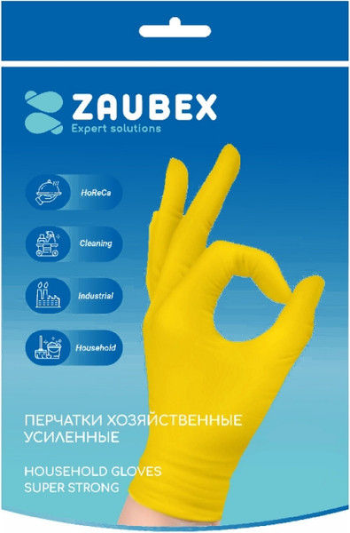 Изображение товара Перчатки хозяйственные Zaubex Латексные усиленные / HLG70-S-60/M (M, желтый)