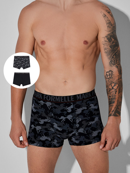 Изображение товара Комплект мужских трусов Mark Formelle 411228-2 (р.82-92, лошади на черном/черный)