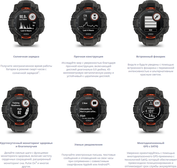 Изображение товара Умные часы Garmin Instinct 3 Solar 45mm / 010-02934-00 (черный)