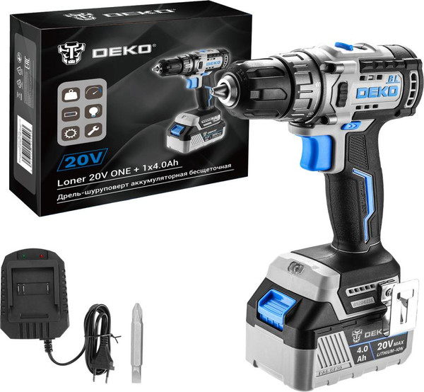 Изображение товара Аккумуляторная дрель-шуруповерт Deko Loner 20V ONE+ / 085-1004