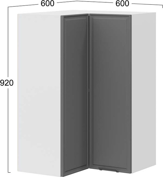 Изображение товара Шкаф навесной для кухни ТриЯ Белладжио 1ВВ6УП угловой прямой (белый/софт графит)