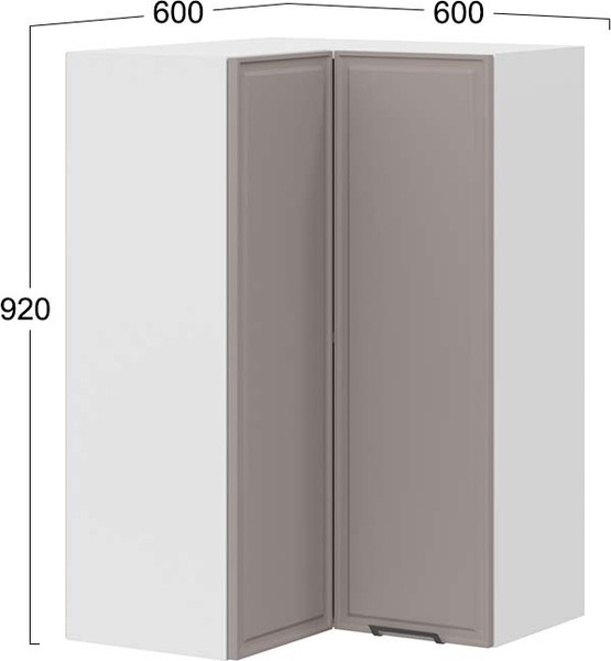 Изображение товара Шкаф навесной для кухни ТриЯ Белладжио 1ВВ6УП угловой прямой (белый/софт капучино)