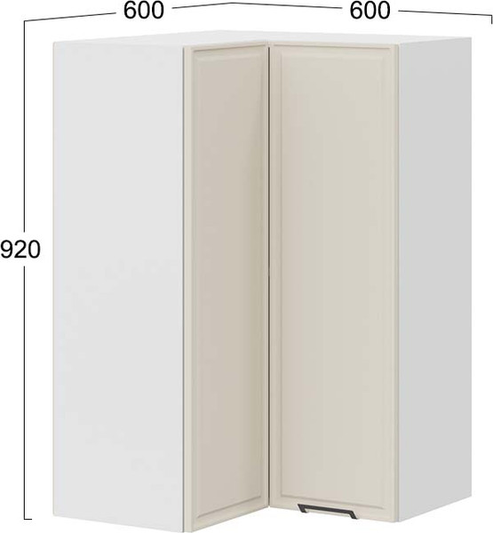 Изображение товара Шкаф навесной для кухни ТриЯ Белладжио 1ВВ6УП угловой прямой (белый/софт панакота)