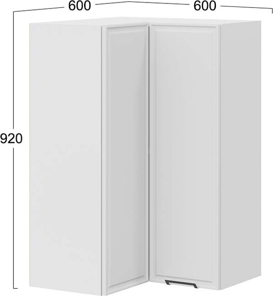 Изображение товара Шкаф навесной для кухни ТриЯ Белладжио 1ВВ6УП угловой прямой (белый/фон белый)