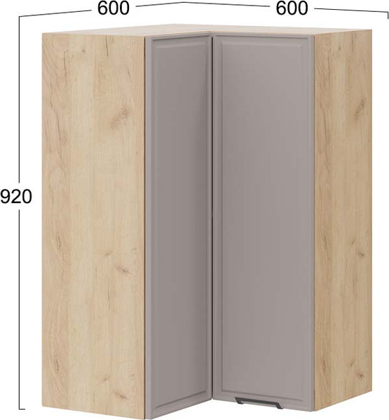 Изображение товара Шкаф навесной для кухни ТриЯ Белладжио 1ВВ6УП угловой прямой (дуб крафт золотой/софт капучино)