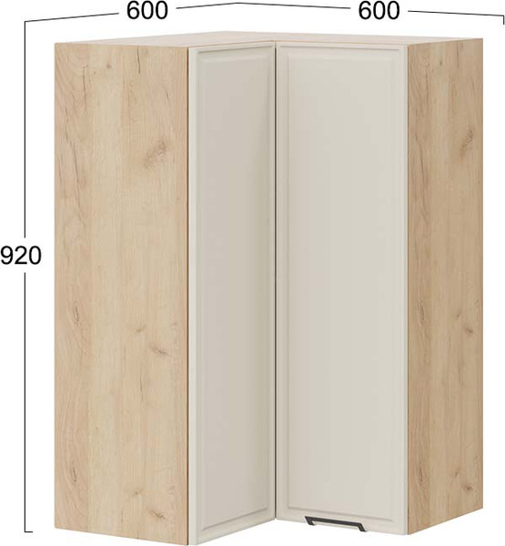 Изображение товара Шкаф навесной для кухни ТриЯ Белладжио 1ВВ6УП угловой прямой (дуб крафт золотой/софт панакота)