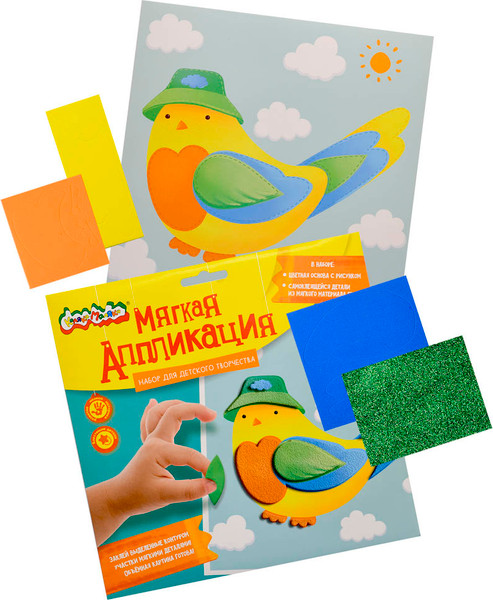 Изображение товара Набор для творчества Каляка-Маляка Аппликация мягкая ЭВА. Птичка / АМПКМ-ПТ