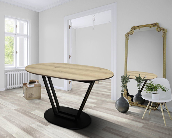 Изображение товара Обеденный стол Древпром Гарден М158 ДП1-03-14 120-150x80 (делано/черный матовый)