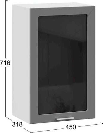 Изображение товара Шкаф навесной для кухни ТриЯ Габриэлла 1ВВ45С с одной дверью (белый/титан)