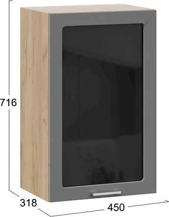 Изображение товара Шкаф навесной для кухни ТриЯ Габриэлла 1ВВ45С с одной дверью (дуб крафт золотой/титан)