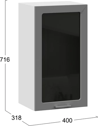 Изображение товара Шкаф навесной для кухни ТриЯ Габриэлла 1ВВ4С с одной дверью  (белый/титан)