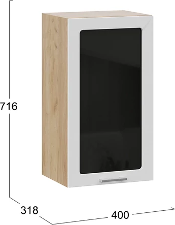 Изображение товара Шкаф навесной для кухни ТриЯ Габриэлла 1ВВ4С с одной дверью (дуб крафт золотой/сноу)