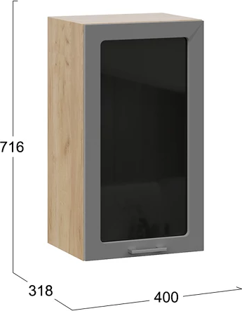 Изображение товара Шкаф навесной для кухни ТриЯ Габриэлла 1ВВ4С с одной дверью (дуб крафт золотой/титан)