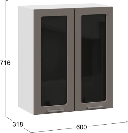 Изображение товара Шкаф навесной для кухни ТриЯ Габриэлла 1ВВ6С с двумя дверьми (белый/муссон)