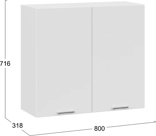 Изображение товара Шкаф навесной для кухни ТриЯ Габриэлла 1ВВ8 с двумя дверьми  (белый/сноу)